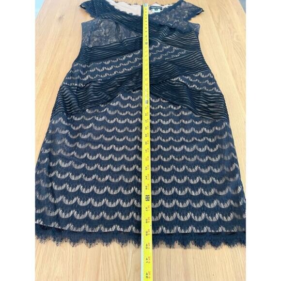 Tadashi Shoji Womens Bodycon Lace Lined Black Evening Dress Cap Sleeve US 16 - Picture 13 of 16